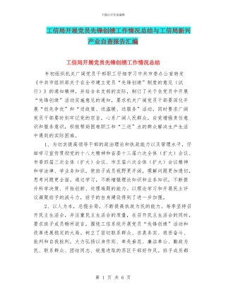 工信局开展党员先锋创绩工作情况总结与工信局新兴产业自查报告汇编