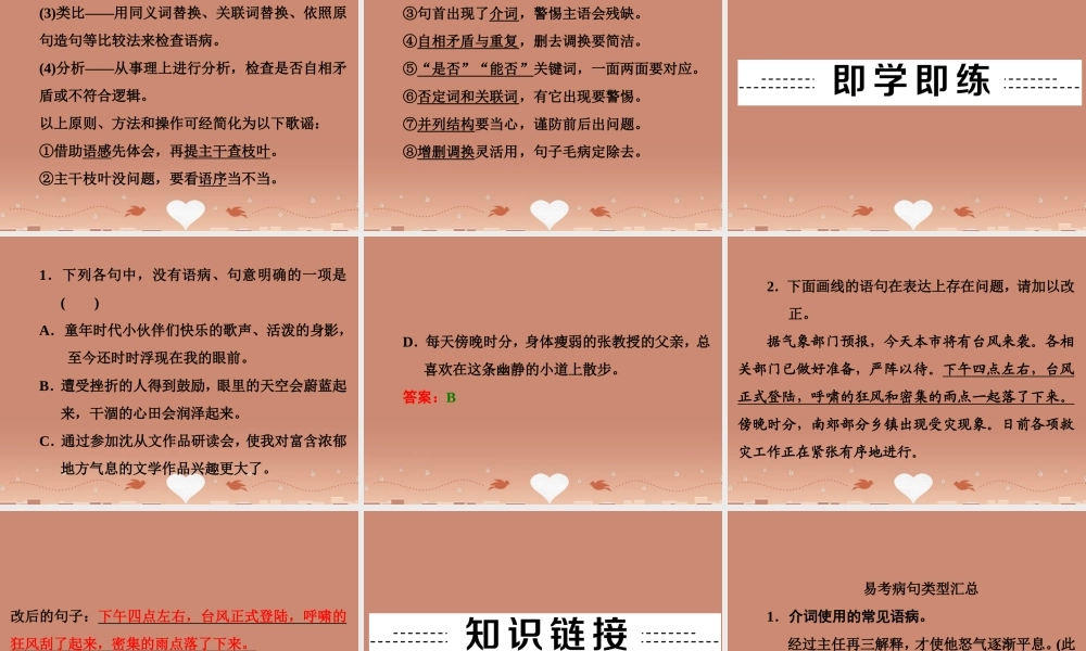 备战策略中考语文 专题三 病句辨析与修改课件