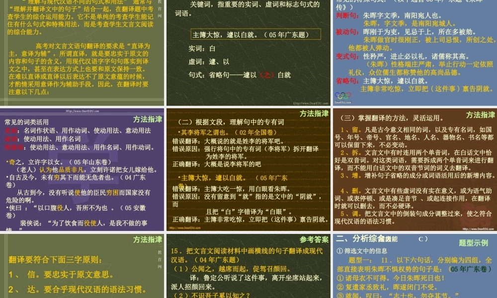 文言文阅读的命题特点与答题技巧 课件