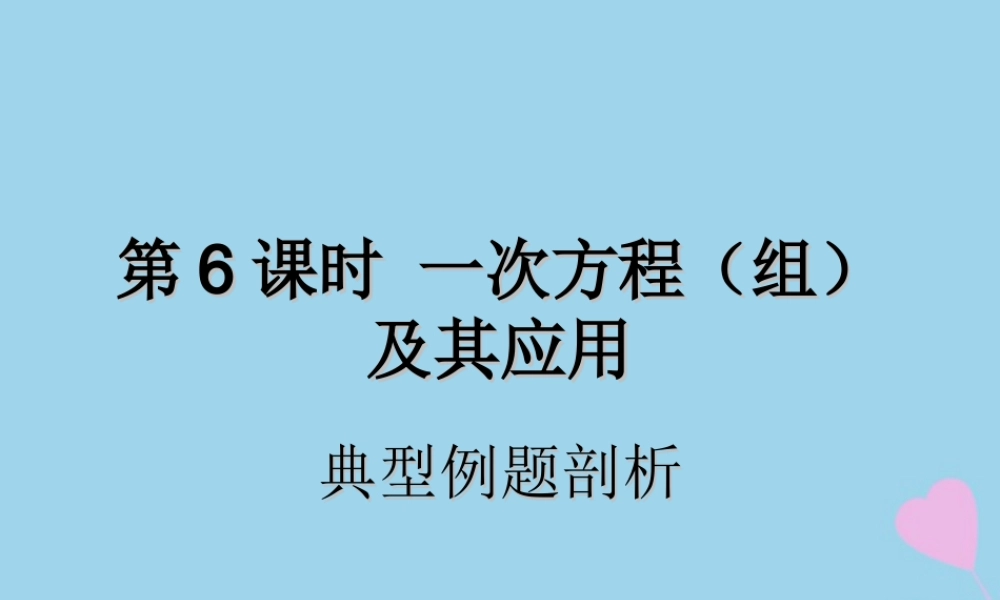 中考数学复习 第6课时 一次方程(组)及其应用 3 典型例题剖析(课后作业)课件