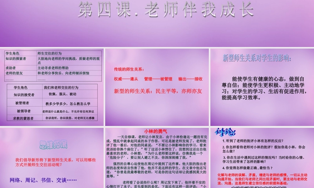 八年级政治上册 第四课 第二框 主动沟通 健康成长课件 新人教版 课件