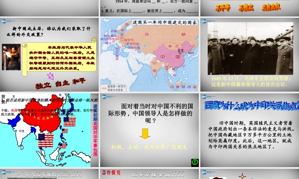 八年级历史下册 第15课 独立自主的和平外交课件 新人教版 课件