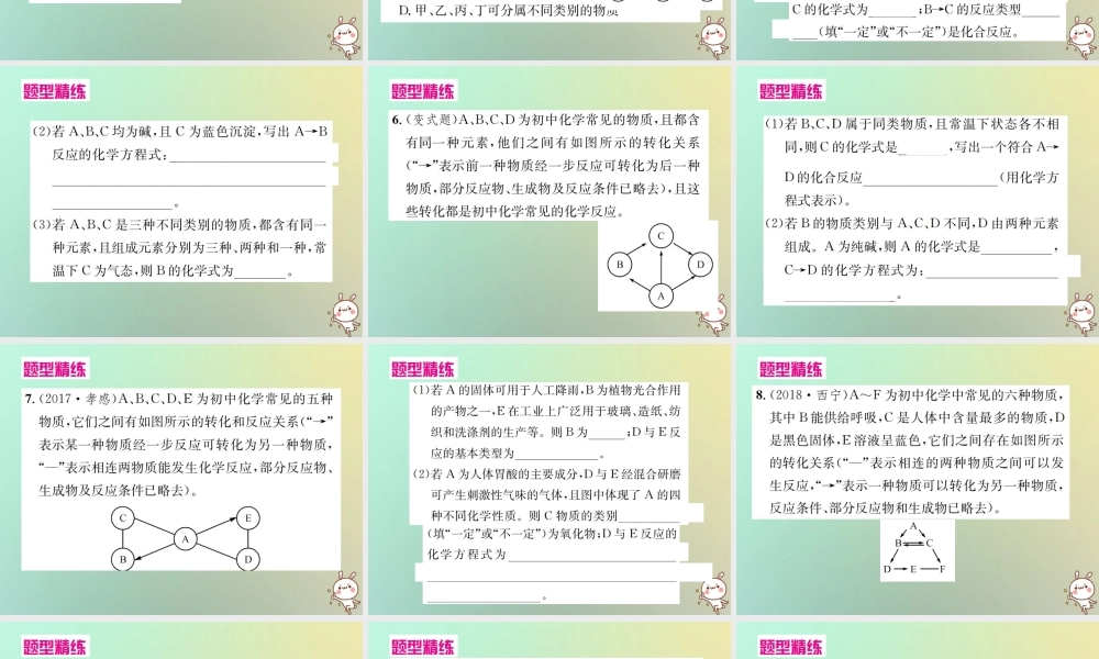 中考化学复习 题型复习(二)推断题 题型之一 物质的转化课件