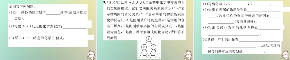 中考化学复习 题型复习(二)推断题 题型之一 物质的转化课件