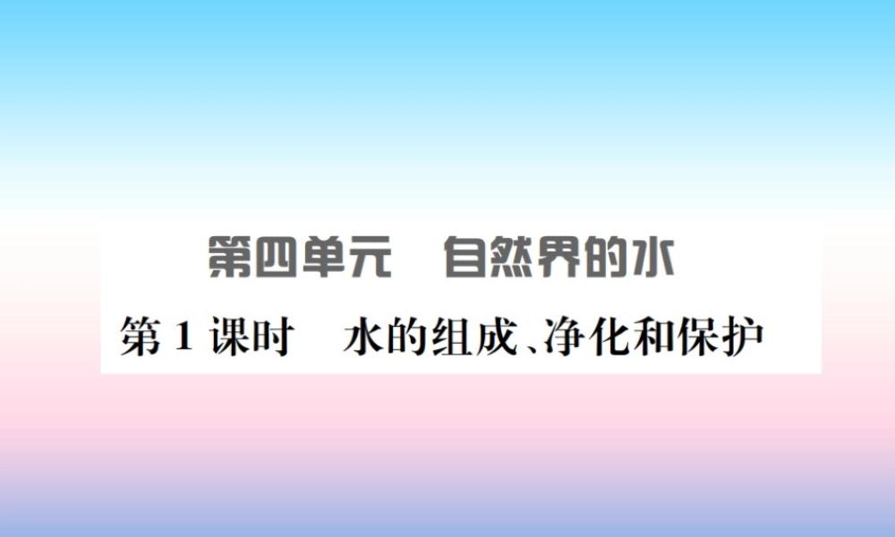 中考化学总复习 第四单元 自然界的水 第1课时 水的组成、净化和保护课件