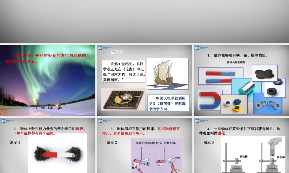 九年级物理全册 第二十章 第1节 磁现象磁场课件 (新版)新人教版 课件