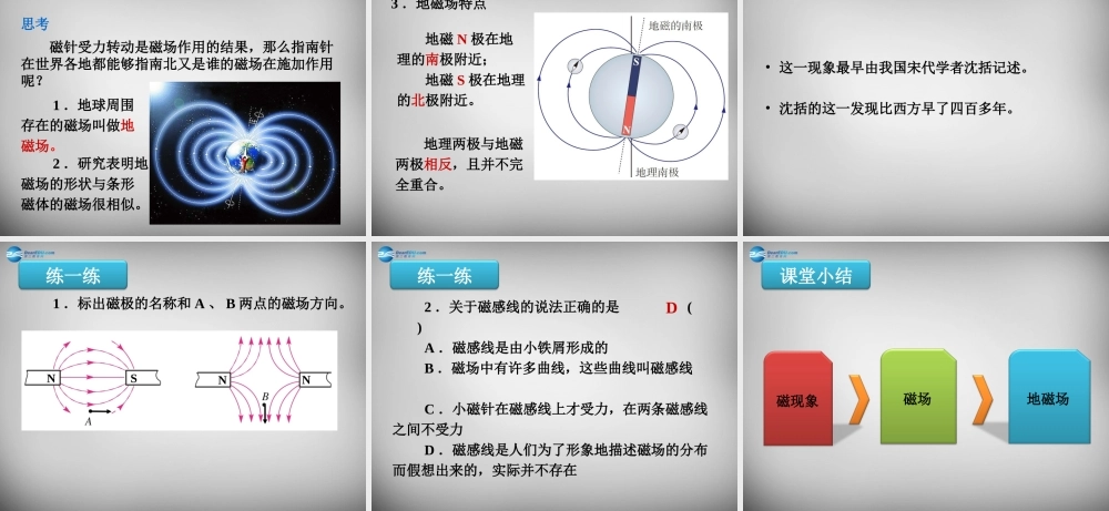 九年级物理全册 第二十章 第1节 磁现象磁场课件 (新版)新人教版 课件