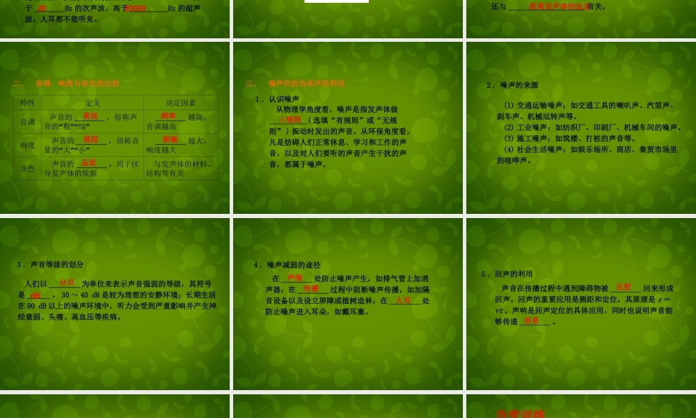 山东省东营市河口区实验学校八年级物理上册 第二章 声现象复习课件 (新版)新人教版 课件