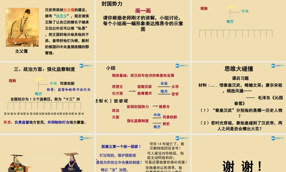 中考历史(汉武帝推进大一统格局)复习课件1 课件