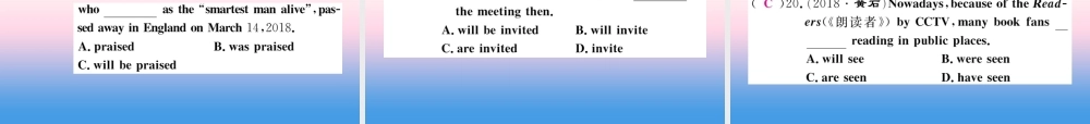 九年级英语全册 专题复习 专题一 单项选择(9 10)习题课件 (新版)人教新目标版 课件
