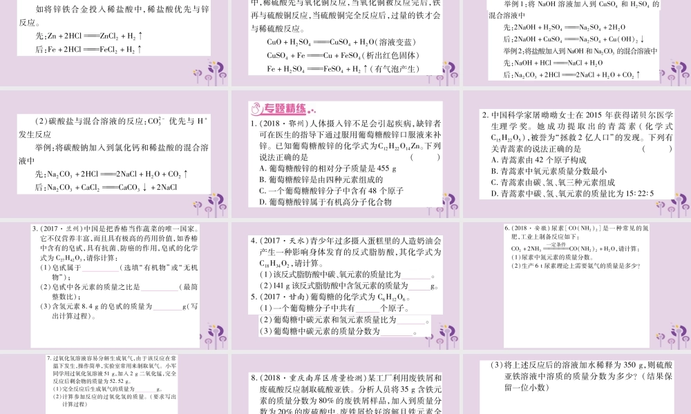 中考化学复习 第二部分 重难题型专题突破 专题十 化学计算(精讲)课件