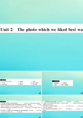 九年级英语上册 Module 11 Photos Unit 2 The photo which we liked best was taken by Zhao Min(小册子)习题课件 (新版)外研版 课件