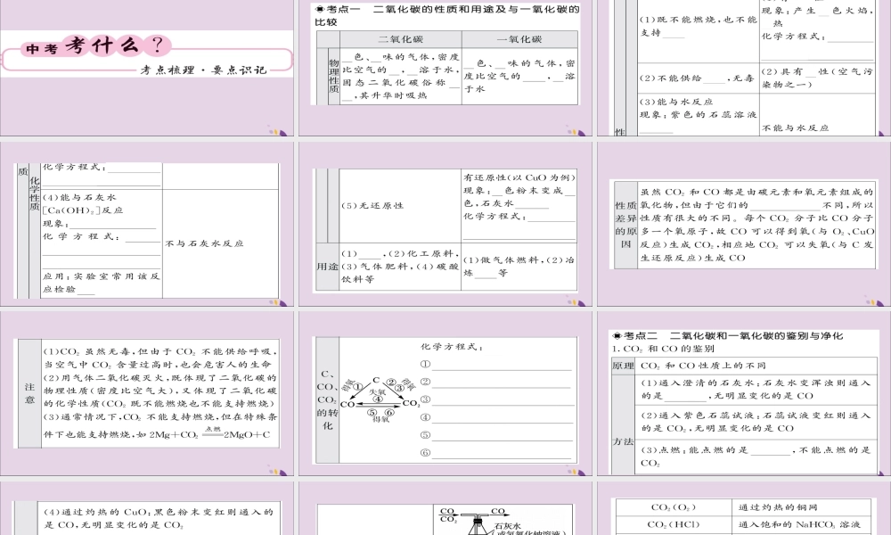 中考化学总复习 第一轮复习 系统梳理 夯基固本 第12讲 二氧化碳的制取性质和用途课件