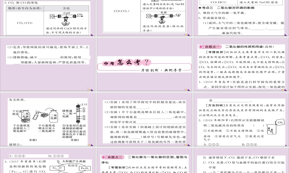 中考化学总复习 第一轮复习 系统梳理 夯基固本 第12讲 二氧化碳的制取性质和用途课件