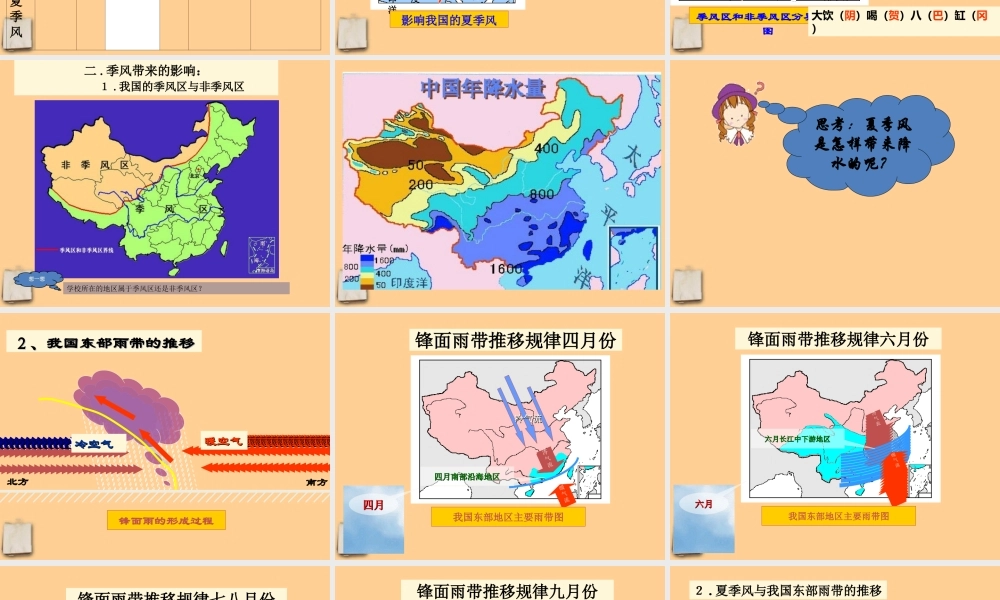 八年级地理上册 第二章中国的自然环境第二节中国的气候 季风气候显著课件 湘教版 课件