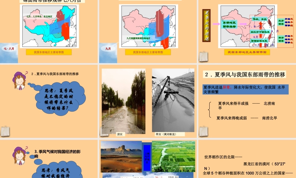 八年级地理上册 第二章中国的自然环境第二节中国的气候 季风气候显著课件 湘教版 课件