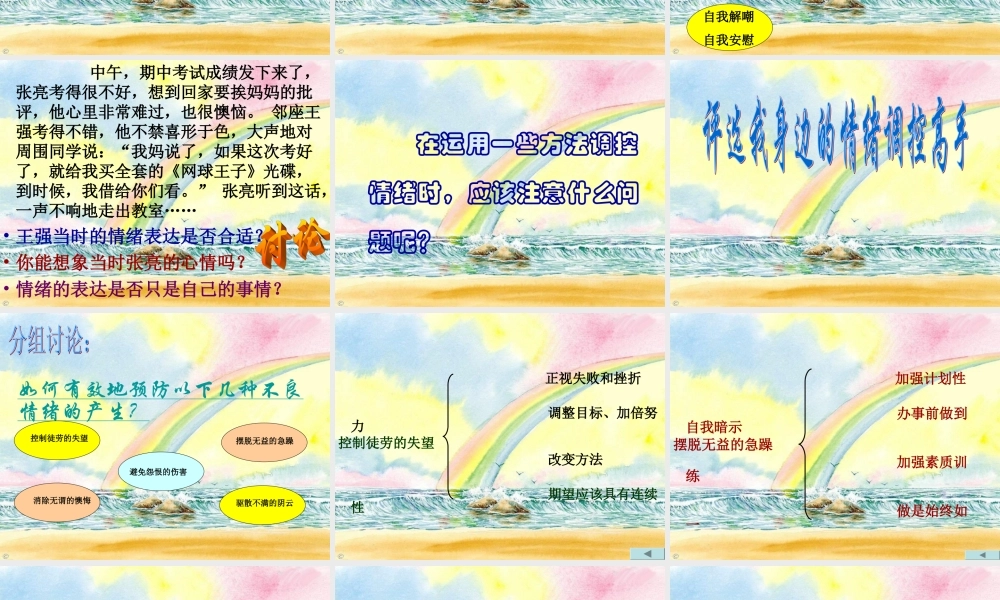 中学七年级政治 (学会调控情绪)课件