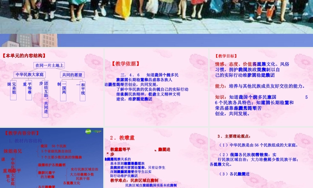 八年级政治下册第七课(中华民族大家庭)课件 教科版 课件