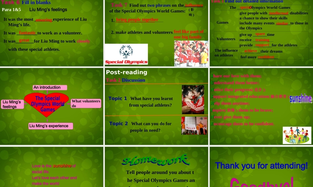 八年级英语下册 Unit 6 Sunshine for all Reading 1课件 (新版)牛津版 课件