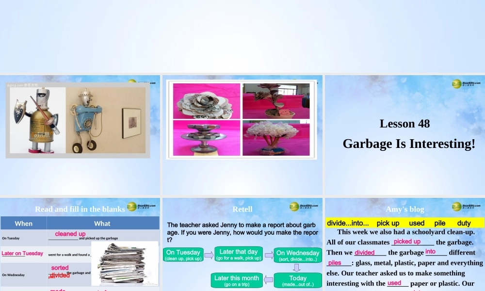 八年级英语下册 Unit 8 Save Our World lesson 48 Garbage Is Interesting！课件 (新版)冀教版 课件