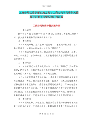 工商分局红盾护蕾实施方案与工商办关于纪律作风整顿及近期工作情况的汇报汇编