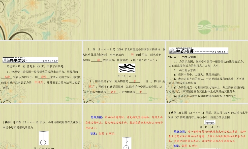 九年级物理上册 第十二章 运动和力四(力)第2课时 力是物体间的相互作用课件 人教新课标版 课件