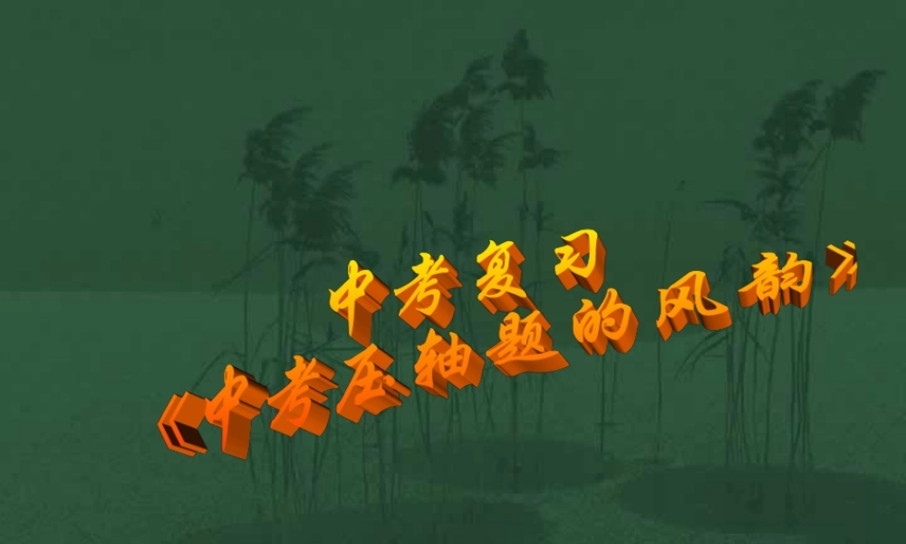 中考数学压轴题的风韵复习课件
