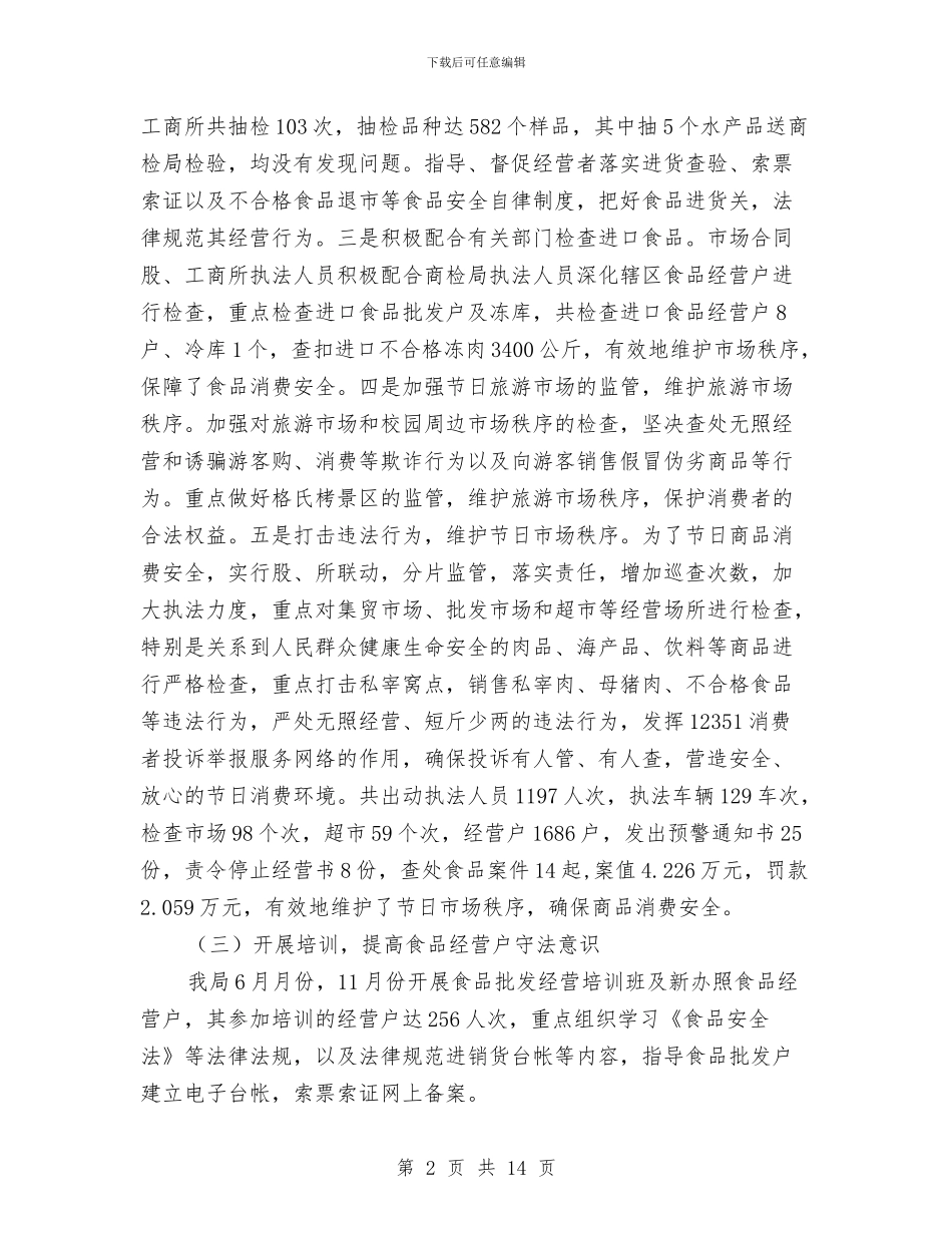 工商局2024年食品安全工作总结与工商局XX年度新农村建设工作总结汇编_第2页