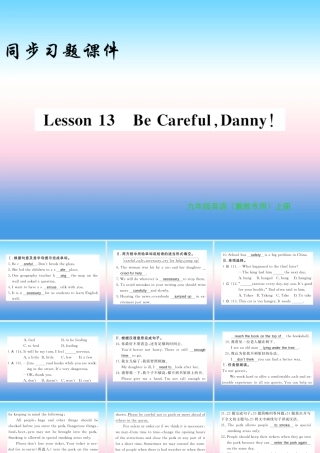 九年级英语上册 Unit 3 Safety Lesson 13 Be Careful，Danny习题课件 (新版)冀教版 课件