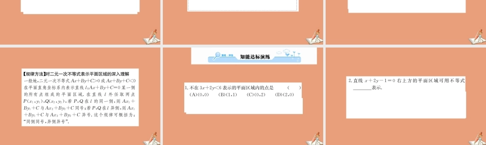 数学 第三章 不等式 3.3.1 二元一次不等式(组)与平面区域 第1课时 二元一次不等式表示的平面区域教学课件 新人教A版必修5 课件