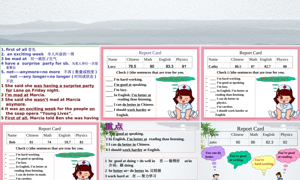 八年级英语下册(Unit4 He said I was hard-working)课件2 人教新目标版 课件