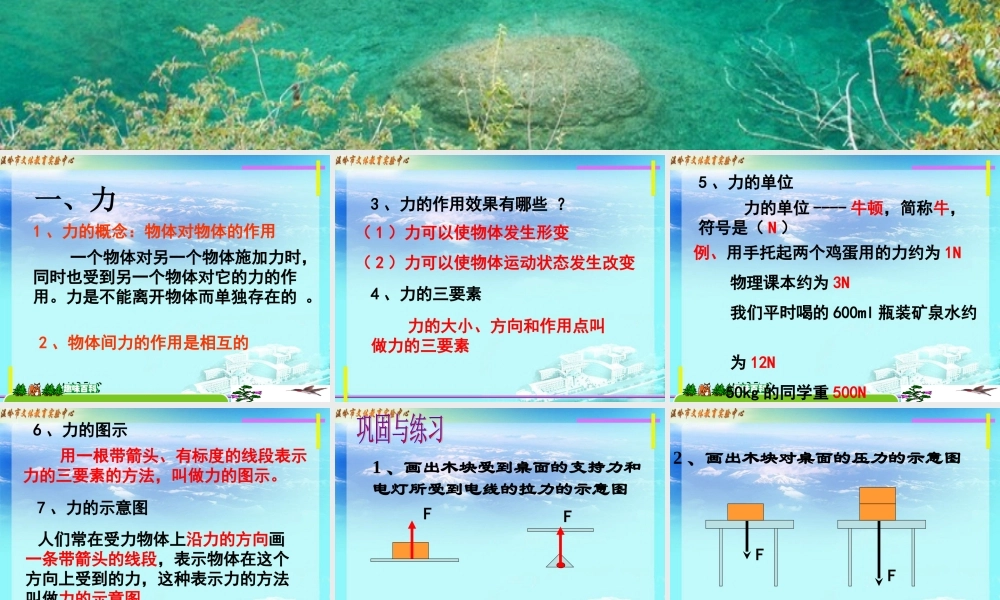 力1 八年级物理新教材力学复习课件 什么是力 (含flash) 八年级物理新教材力学复习课件 什么是力 (含flash)