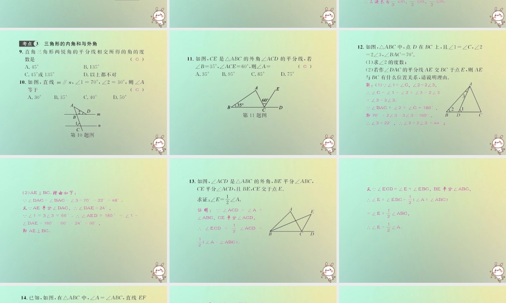 八年级数学上册 第十一章 三角形考点强化训练习题课件 (新版)新人教版 课件