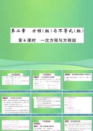 中考数学复习 第2章 方程(组)与不等式(组)第6课时 一次方程与方程组(精讲)课件