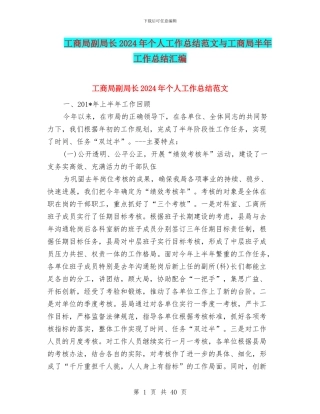 工商局副局长2024年个人工作总结范文与工商局半年工作总结汇编