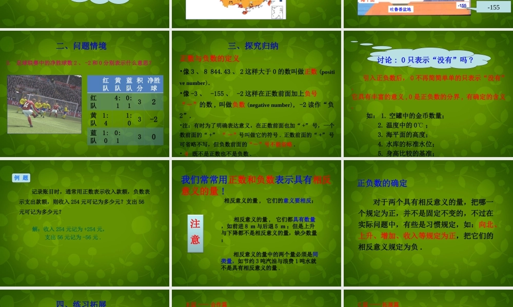 中学七年级数学上册 1.1 正数和负数课件1 (新版)新人教版 课件