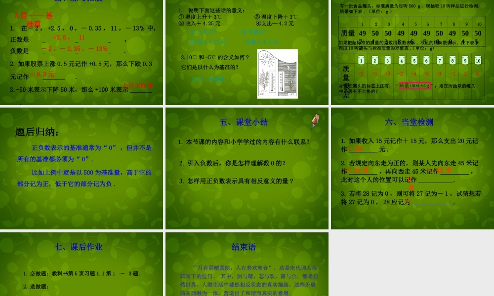 中学七年级数学上册 1.1 正数和负数课件1 (新版)新人教版 课件