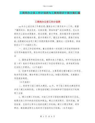 工商局办公室工作计划表与工商局培训干部方案汇编