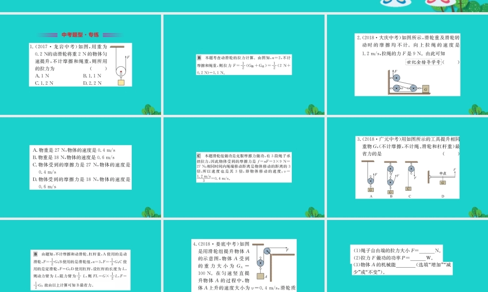 八年级物理下册 12.2 滑轮习题课件 (新版)新人教版 课件