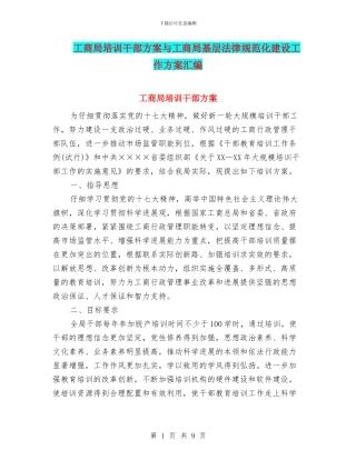 工商局培训干部方案与工商局基层规范化建设工作方案汇编