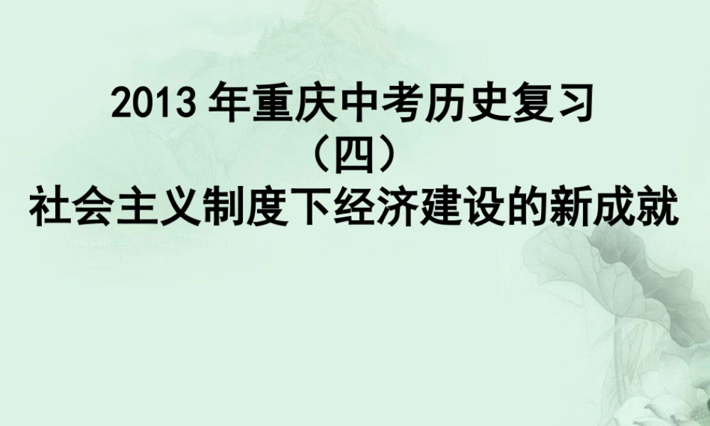 中考历史专题复习(四)社会主义制度下经济建设的新成就课件 新人教版 课件