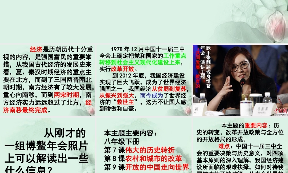 中考历史专题复习(四)社会主义制度下经济建设的新成就课件 新人教版 课件