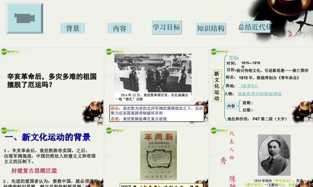 八年级历史上册(新文化运动)课件1 华东师大版 课件