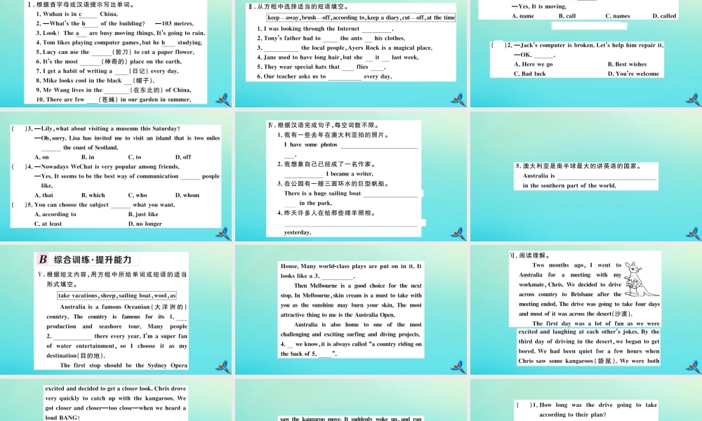 九年级英语上册 Module 10 Australia Unit 1 I have some photos that I took in Australia last year习题课件 (新版)外研版 课件