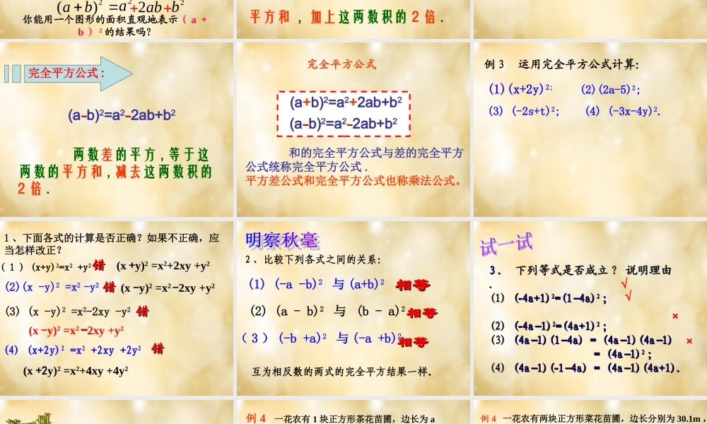 八年级数学下册 3.4 乘法公式(第2课时)课件 (新版)浙教版 课件