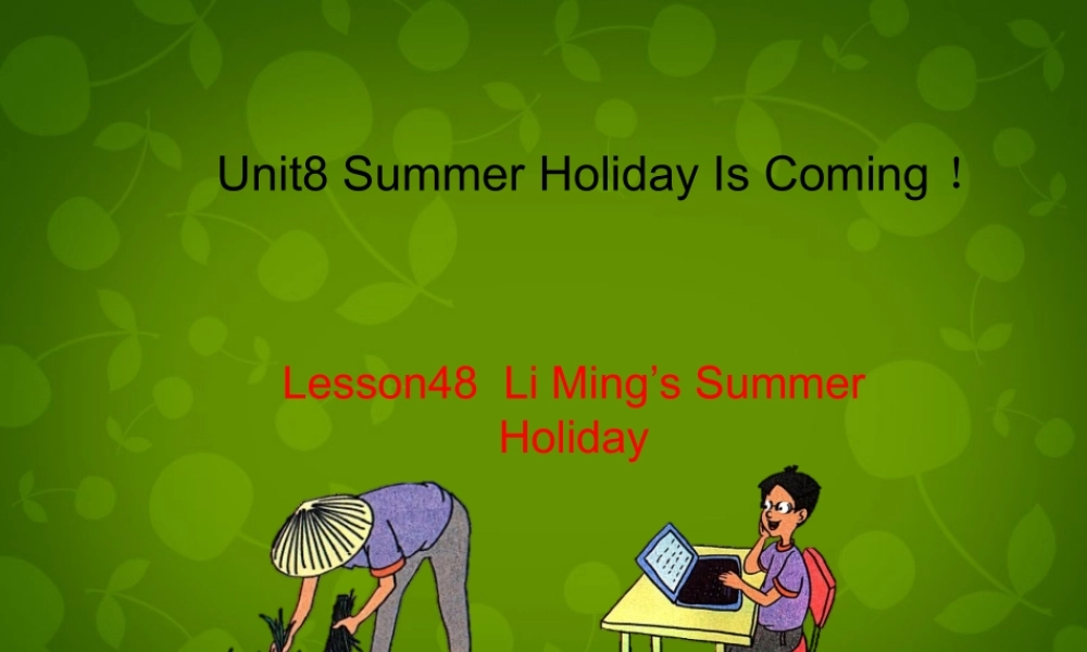 七年级英语下册 Unit 8 Summer Holiday Is Coming Lesson 48 Li Ming's Summer Holiday课件 (新版)冀教版 课件