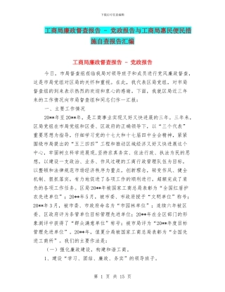 工商局廉政督查报告