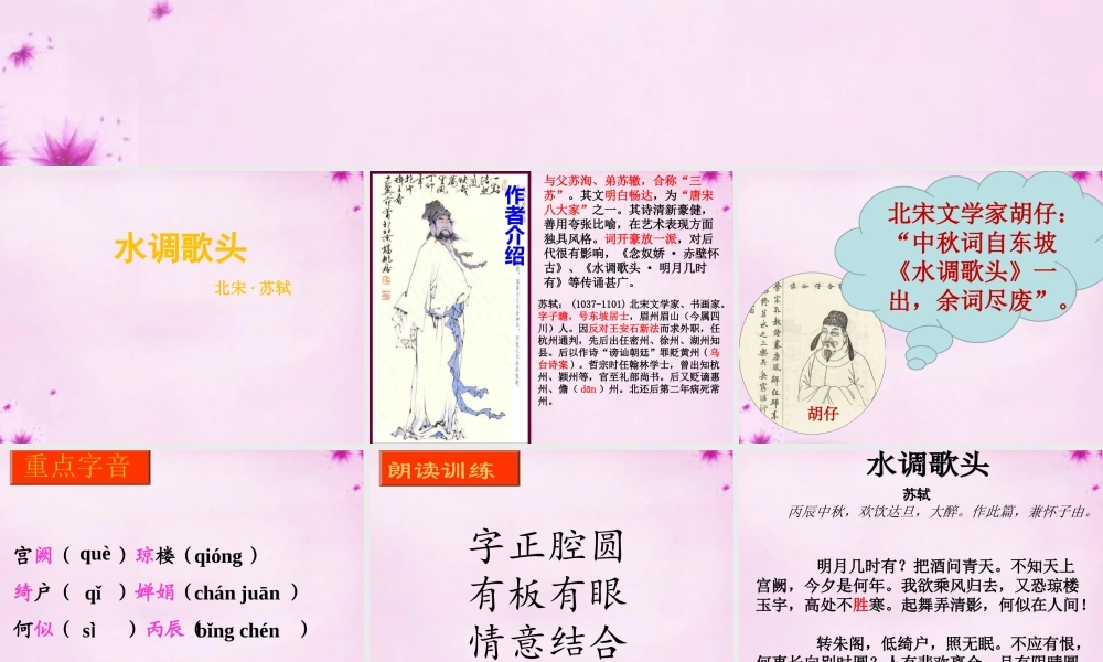 吉林省长春市八年级语文下册 第3课(词两首)之水调歌头课件1 长春版 课件