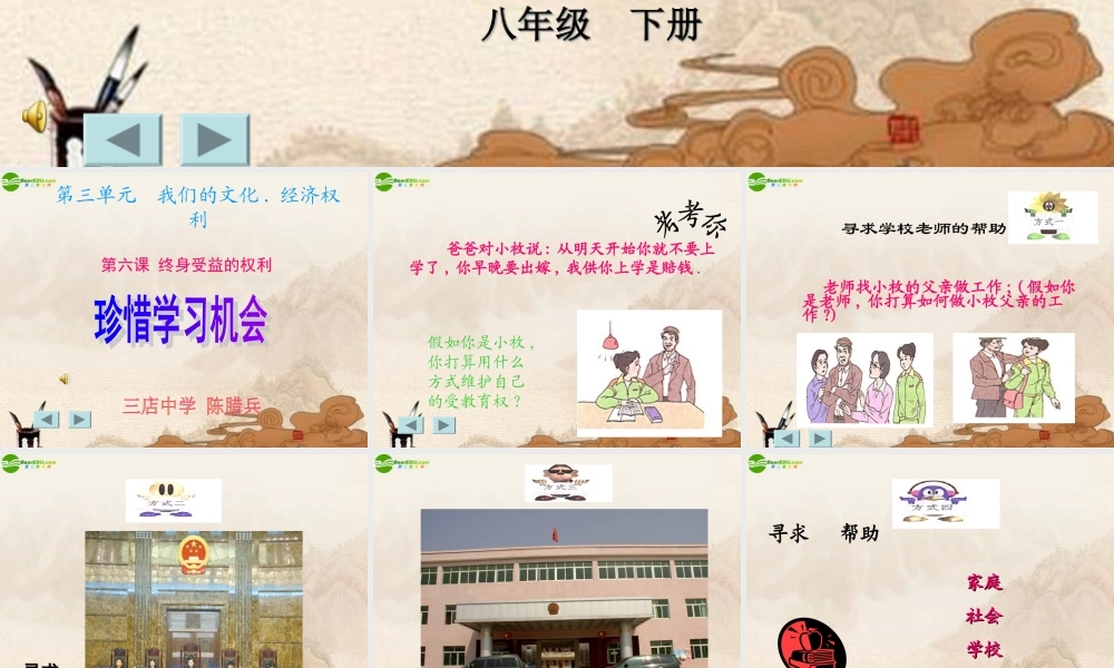 八年级政治下册 第六课(终身受益的权利)第二框课件 人教新课标版 课件