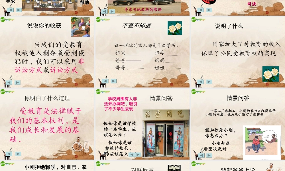 八年级政治下册 第六课(终身受益的权利)第二框课件 人教新课标版 课件